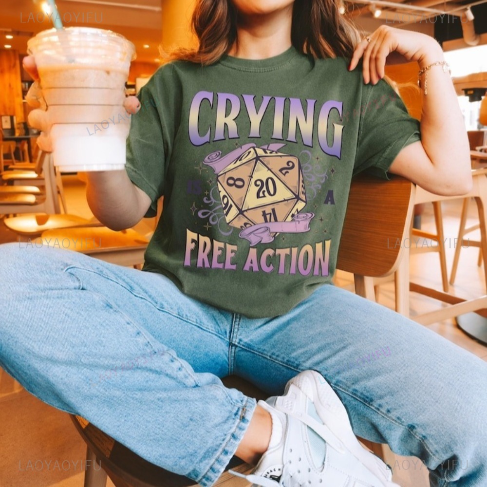 Retro Gaming T Shirts - Funny DnD Crying Is A Free